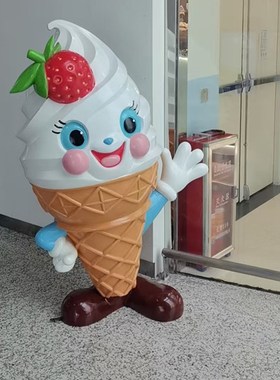 多巴胺雪糕甜品店门口引流冰淇淋雕塑摆件K发光招手欢迎冰激凌模