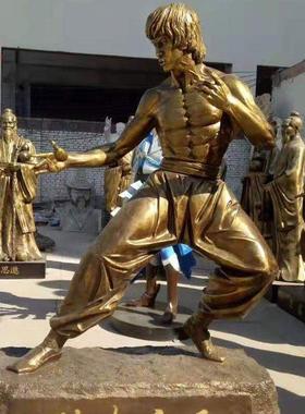 李小龙玻璃钢装饰摆件中国功夫人物户外商业街大型园林广场雕塑