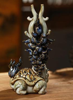 陶瓷招财龙龟摆件客厅中式摆件装饰品玄关搬家送礼乔迁礼物送领导