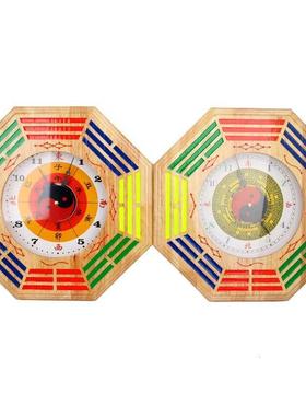 八花圆规钟桃木太极钟圆规钟壁钟桌面钟客厅中国风