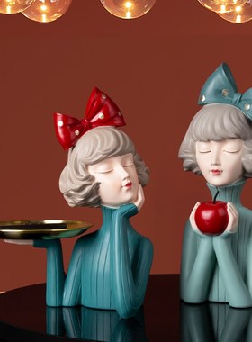 吹泡泡女孩装饰摆件门口北欧轻奢生日礼物客M厅电视柜酒柜家居饰