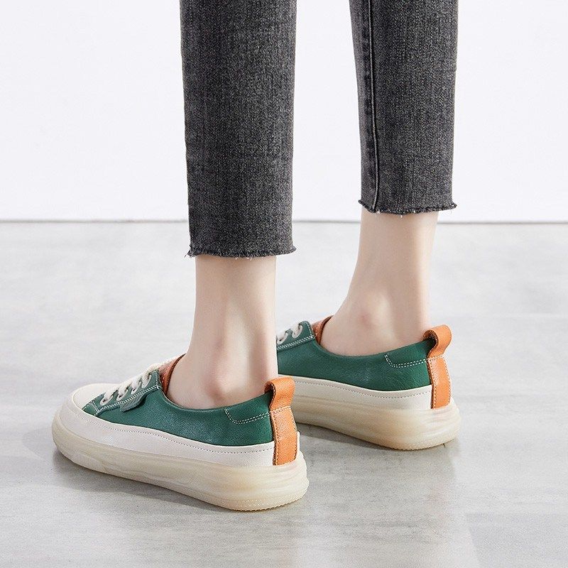 牛筋底小白鞋女板鞋2024新款百搭休闲女鞋子秋季平底软底真皮单鞋,淘宝优惠券,粉丝福利购,淘宝优惠卷