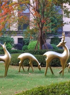 园林景观小品梅花鹿抽象玻璃钢鹿户外园林麋鹿雕塑商场美陈装饰品