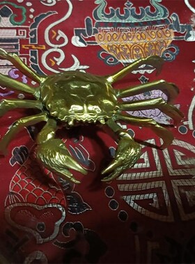 铜螃蟹摆件招财横财将军偏财投资书房办J公室桌面聚宝盆进宝中号