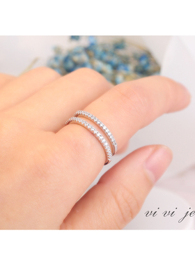 小排钻戒群镶结婚戒指锆石叠戴时尚经典百搭对戒排戒钻闭口女戒