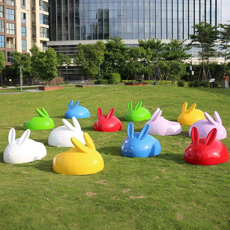 玻璃钢兔子坐凳户外卡通动物休闲座椅幼儿园装饰摆件小区草坪模型,淘宝优惠券,粉丝福利购,淘宝优惠卷