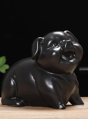 陶瓷黑猪摆件招财风水镇宅补角黑色生肖猪摆设瓷器可爱装饰工艺礼