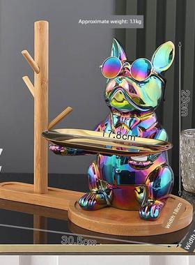 电镀托盘牛头犬储存客厅电视柜桌面狗装饰品入口悬挂钥匙家居装饰