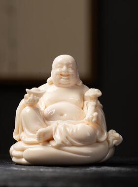 文瓷亭王顺弥勒佛大肚笑颜佛像家拜禅宗客厅招财进宝白瓷精工装饰