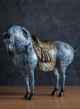 古铜官唐马摆件铜工艺品办公室博古架装饰品客厅玄关电视柜艺术品