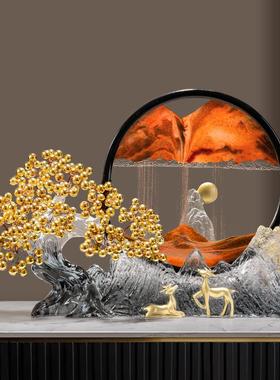 发财树流沙画 画摆件创意中式客厅玄关办公室桌面招财装饰品乔迁