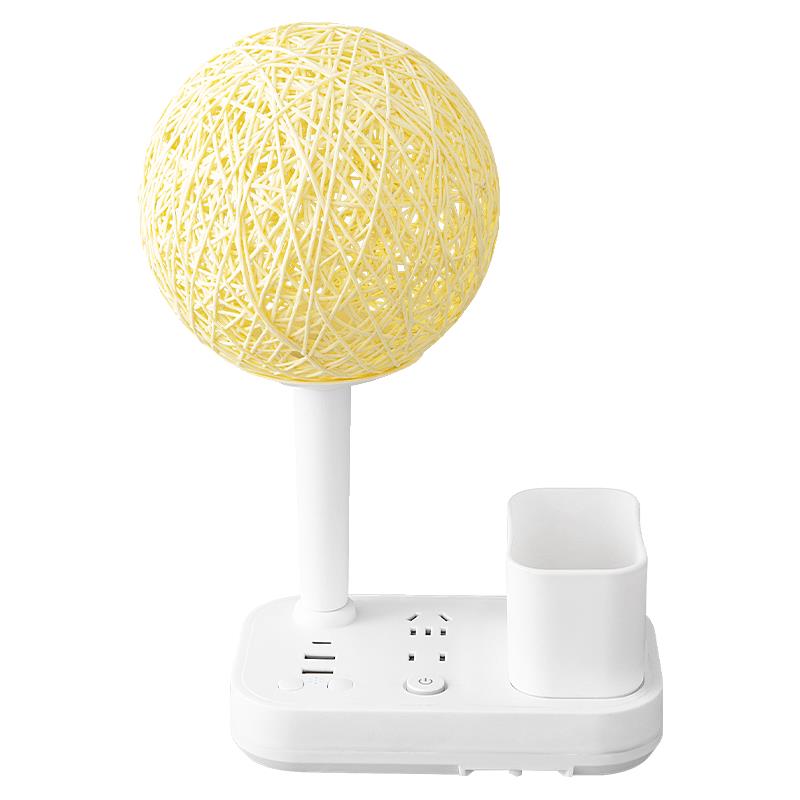 藤球台灯卧室床头灯气氛灯无线 线充电智能语音控制小夜灯带插座 - 图3