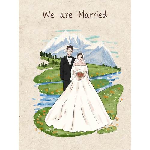 手绘请柬婚纱照婚礼网红人形立牌迎宾定制画头像情侣设计卡通约稿 - 图0