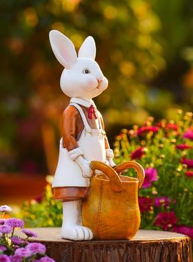 创意家居兔子装饰品摆件收纳瓶餐具桌面摆设笔筒工具盒文艺术童趣