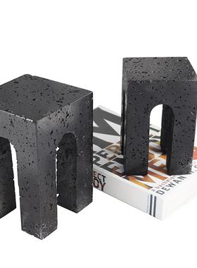 现代侘寂黄洞大理石几何抽象异形摆件样板间售楼部玄关客厅雕塑