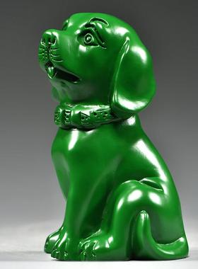 绿色木质狗摆件木头雕刻十二生肖小狗狗实木吉祥物木制装饰工艺品