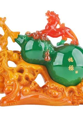 新中式招财福禄貔貅风水屏风玄关葫芦摆件保平安博古架鞋柜电视柜