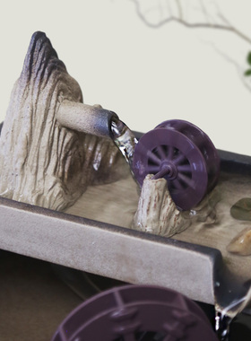 家居桌面陶瓷流水循环摆件鱼缸室内招财小喷泉风水轮雾化加湿送礼