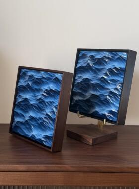 海也 原创木雕海浪挂画墙面组合装饰画边柜书架桌面摆件创意礼物