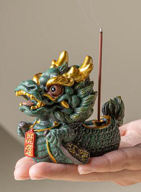 栀摇招财青砂石开运龙舟家居小摆件香插香座创意办公室桌面装饰品