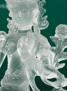 白度母铜像琉璃透明家用可装赞家居桌面T用品10寸摆件