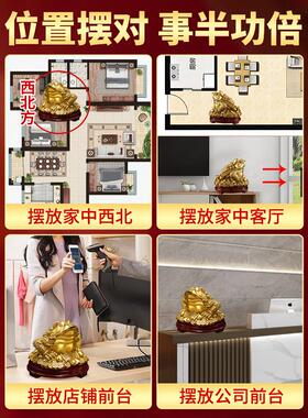 金蟾招财摆件纯黄铜聚宝盆金蝉蜍三足室内客厅店铺开业办公室送礼