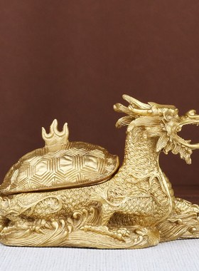 纯铜龙龟摆c件招财镇宅铜开盖龙头龟烟灰缸聚宝盆店铺办公室工艺