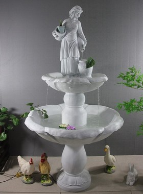 循环流水喷d泉大型户外欧式庭院鱼池阳台花园水景婚庆装饰落地摆