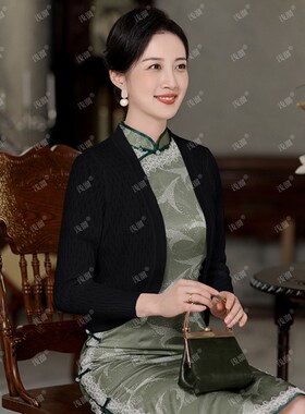 旗袍外搭披肩短款针织开衫薄款上衣女2024春秋夏季空调衫显瘦外套