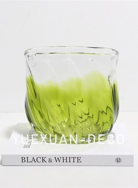粤萱简约现代橄榄绿琉璃花器摆件C售楼处样板间酒店家庭家居软装