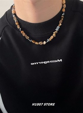 天然石串珠手作男生项链女款锁骨链小众设计感新中式颈链情侣饰品