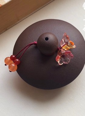 手编绳[茶壶吊坠]壶盖小提溜防烫紫砂壶装饰茶道国风挂件工艺品