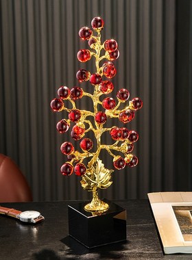 紫葡萄发财树水晶摆件o轻奢高档家居客厅办公室酒柜装饰品乔迁礼