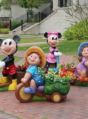 户外卡通人物花缸玻璃钢景观幼儿B园摆件庭院小区装饰园林雕塑小