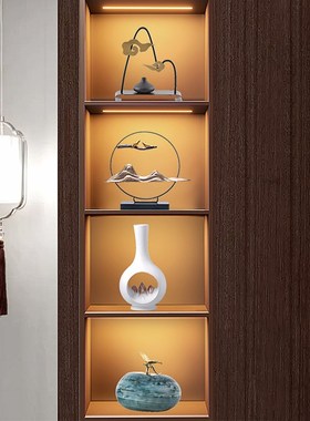 新中式轻奢高档家居装饰品摆件书柜客厅J办公室样板房间软装工艺