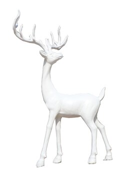 户外白色鹿雕塑公园林景观抽象动物美陈别墅玻璃钢仿Y铜鹿创意摆