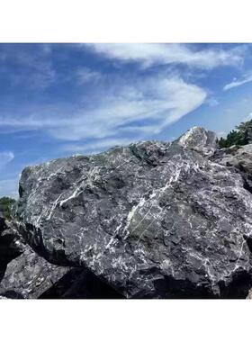 天然黑山石原石造景石室外庭院装饰景观石假山石材黑色石头点缀石