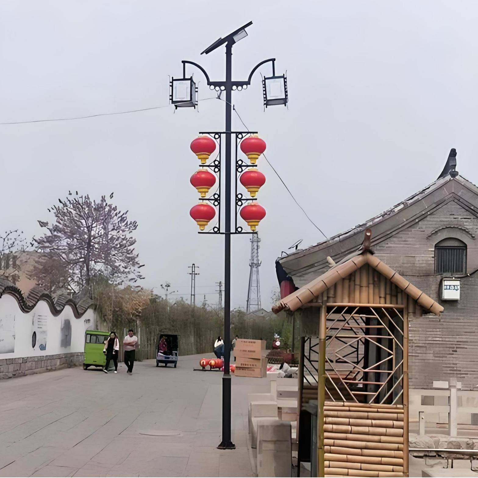 新能源太阳能可发光节日路灯LED路灯杆道旗装饰灯户外防水中国结,淘宝优惠券,粉丝福利购,淘宝优惠卷