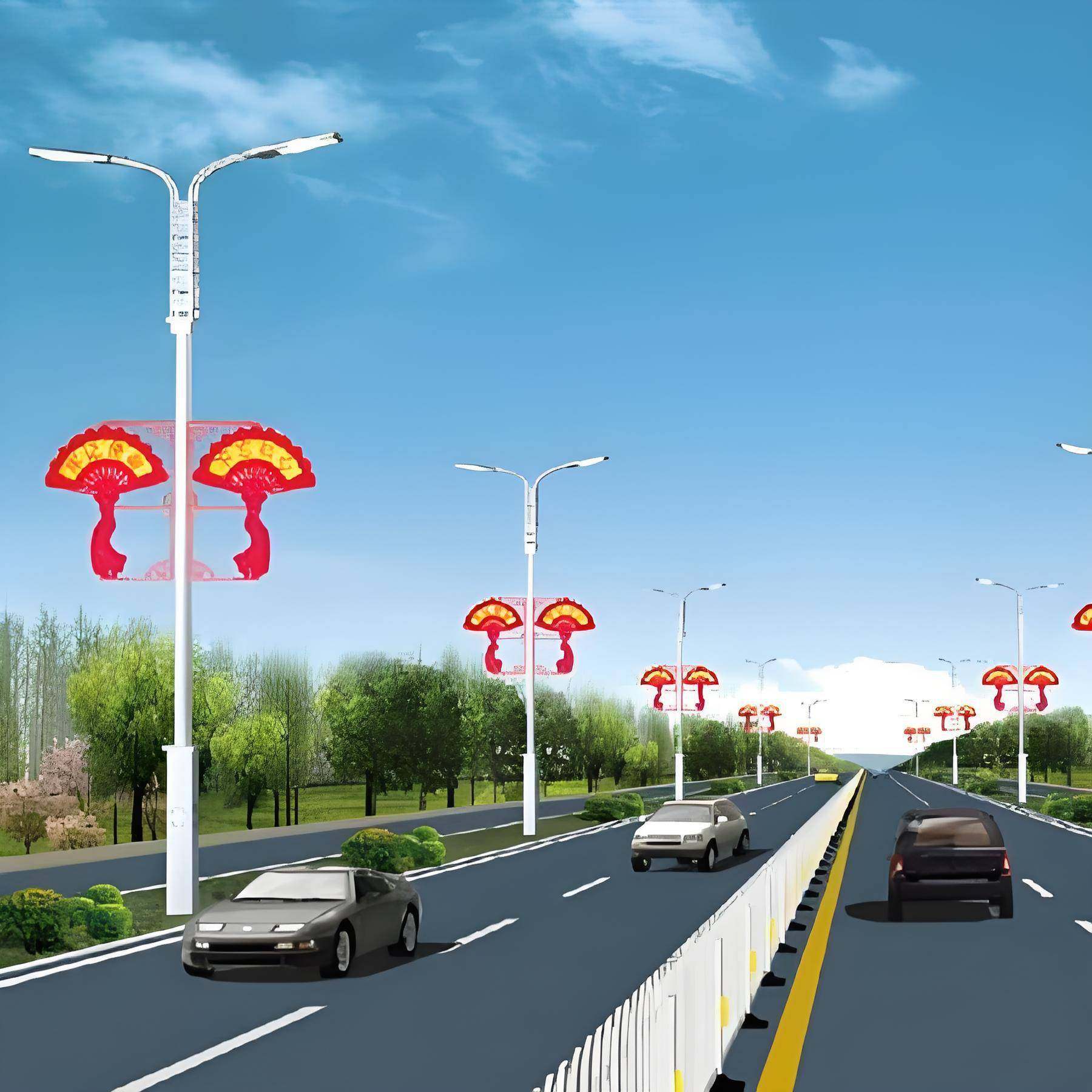 新能源太阳能可发光节日路灯LED路灯杆道旗装饰灯户外防水中国结,淘宝优惠券,粉丝福利购,淘宝优惠卷