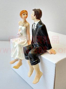 外销 蛋糕人偶 新郎新娘树脂人偶 桌边饰新婚 现货