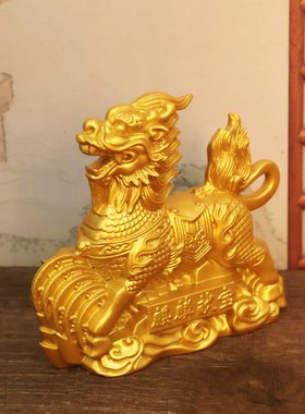 高档招财麒麟摆件一对金属大号客厅入户玄关家居饰品进新房乔迁