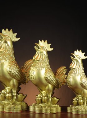 杨铜记 福鸡铜公鸡生肖鸡家居办公工艺品摆件铜器厂家  铜鸡