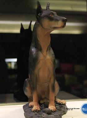 仿真动物设计杜宾猎犬带底座装饰品工艺品杜宾犬摆件直销软装配饰