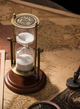 沙漏计时器创意金属摆件生日礼物复古书房客厅家居装饰生日礼物