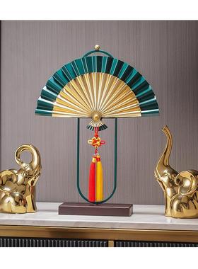 新中式摆件客厅桌面酒柜玄关禅意摆台乔迁新居礼品扇子家居装饰品