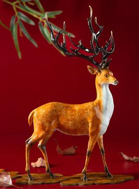 古铜官 铜鹿摆件福禄一路有你工艺礼品摆饰玄关电视柜家居装饰品