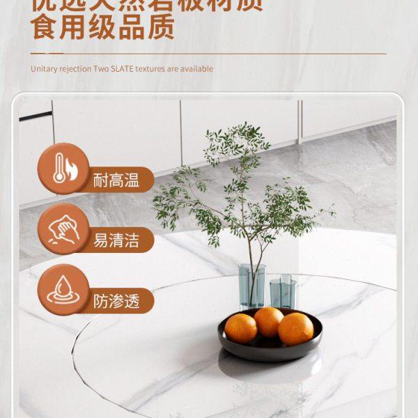 不锈钢304微晶石岩板餐桌带转盘新款可折叠现代高端餐厅商用圆形,淘宝优惠券,粉丝福利购,淘宝优惠卷