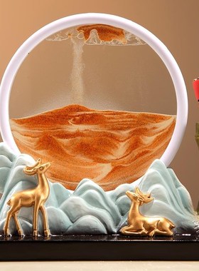 流沙画沙漏笔筒学生办公室书房文具收纳现代时尚摆件送礼装饰品