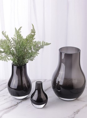 现代北欧轻奢极简超厚彩色水滴水晶玻璃花瓶摆件家居软装饰品用品