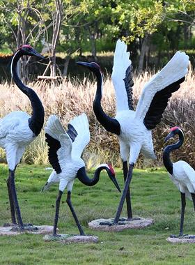 户外仿真白鹭动物摆件公园林景观仙鹤雕塑花园庭院水池塘假山装饰